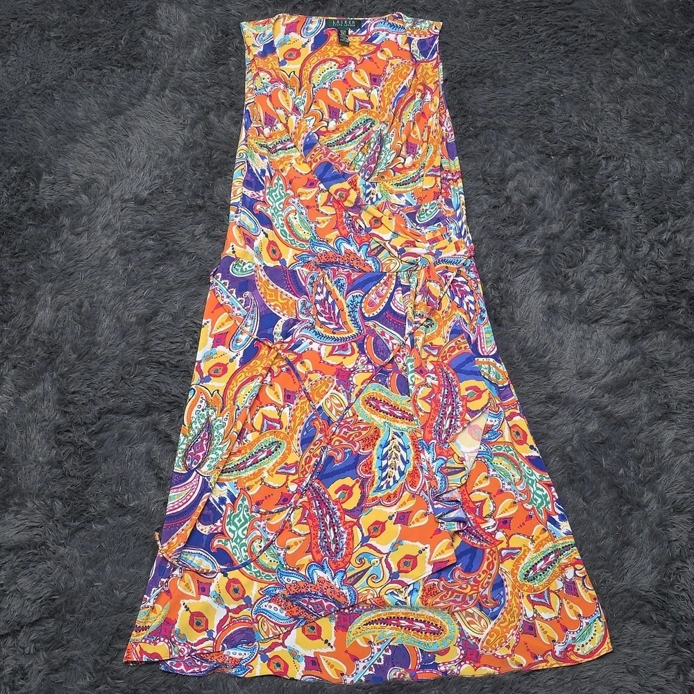 Ralph Lauren -Paisley Midi Dress- Size M - Picture 3 of 5